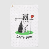 Band Collie Dog Golf (zwart-wit) Golfhanddoek (Voorkant)