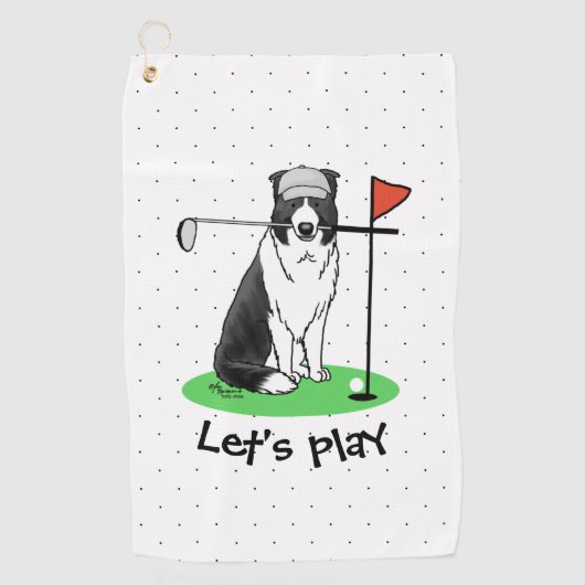 Band Collie Dog Golf (zwart-wit) Golfhanddoek (Voorkant)