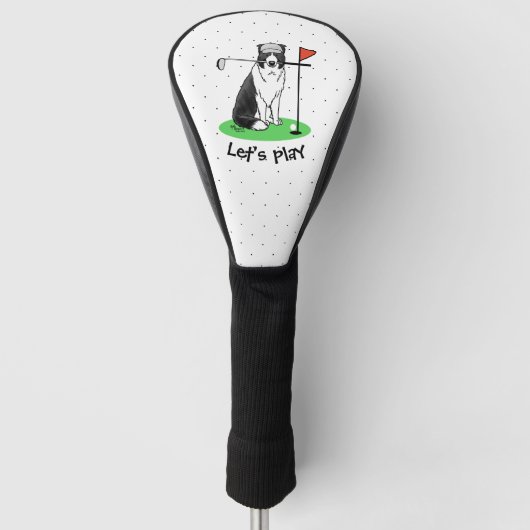 Band Collie Dog Golf (zwart-wit) Golfheadcover (Voorkant)