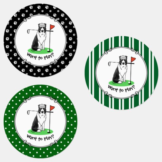 Band Collie Dog Golf (zwart-wit) Labels (Groep)
