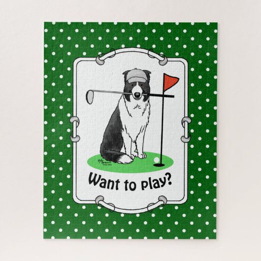 Band Collie Dog Golf (zwart-wit) Legpuzzel (Verticaal)