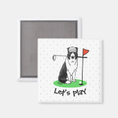 Band Collie Dog Golf (zwart-wit) Magneet (Voorkant / Achterkant)
