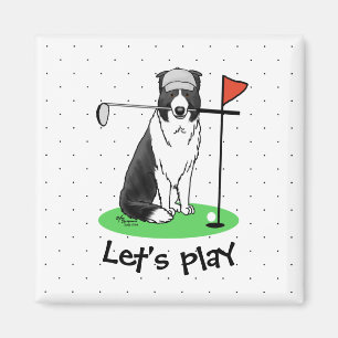 Band Collie Dog Golf (zwart-wit) Magneet