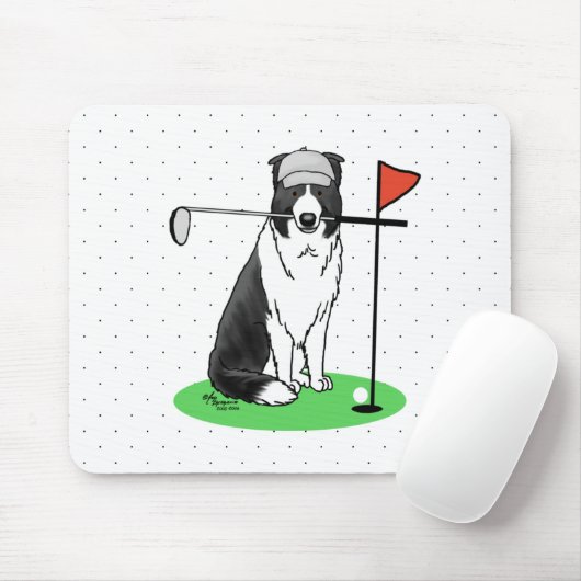 Band Collie Dog Golf (zwart-wit) Muismat (Met muis)
