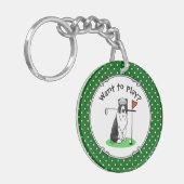 Band Collie Dog Golf (zwart-wit) Sleutelhanger (Voorkant Links)