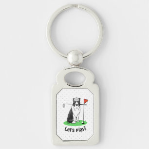 Band Collie Dog Golf (zwart-wit) Sleutelhanger