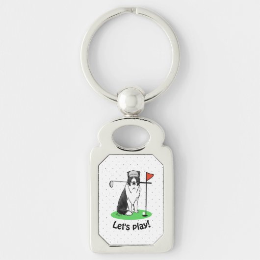 Band Collie Dog Golf (zwart-wit) Sleutelhanger (Voorkant)