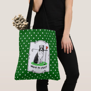 Band Collie Dog Golf (zwart-wit) Tote Bag