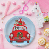 Band collie Dog in auto met kerstman Papieren Bordje (Feest)