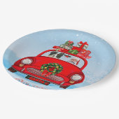 Band collie Dog in auto met kerstman Papieren Bordje (Gekanteld)