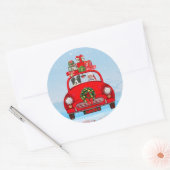 Band collie Dog in auto met kerstman Ronde Sticker (Envelop)