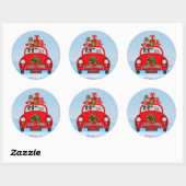 Band collie Dog in auto met kerstman Ronde Sticker (Vel)