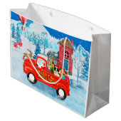 Band Collie Dog in kerstcadeauwagen Groot Cadeauzakje (Achterkant Gekanteld)