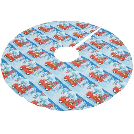 Band Collie Dog in kerstcadeauwagen Kerstboom Rok (Gekanteld)