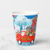 Band Collie Dog in kerstcadeauwagen Papieren Bekers (Achterkant)