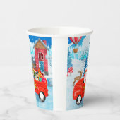 Band Collie Dog in kerstcadeauwagen Papieren Bekers (Links)