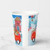 Band Collie Dog in kerstcadeauwagen Papieren Bekers (Rechts)