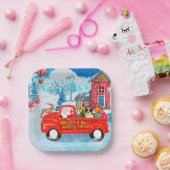 Band Collie Dog in kerstcadeauwagen Papieren Bordje (Feest)