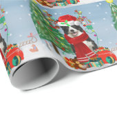 Band Collie dog in Snow met kerstcadeaus Cadeaupapier (Rol Hoek)