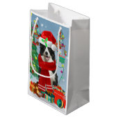 Band Collie dog in Snow met kerstcadeaus Klein Cadeauzakje (Achterkant Gekanteld)
