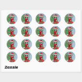 Band Collie dog in Snow met kerstcadeaus Ronde Sticker (Vel)