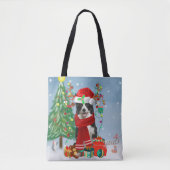 Band Collie dog in Snow met kerstcadeaus Tote Bag (Voorkant)