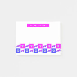 Band Collie Dog & Paw Hot Pink & Blue Post-it® Notes