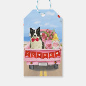 Band Collie Dog Valentijnsdag Truck Hearts Cadeaulabel (Achterkant)