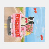 Band Collie Dog Valentijnsdag Truck Hearts Fleece Deken (Voorkant (Horizontaal))