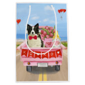 Band Collie Dog Valentijnsdag Truck Hearts Medium Cadeauzakje (Voorkant)