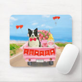 Band Collie Dog Valentijnsdag Truck Hearts Muismat (Met muis)