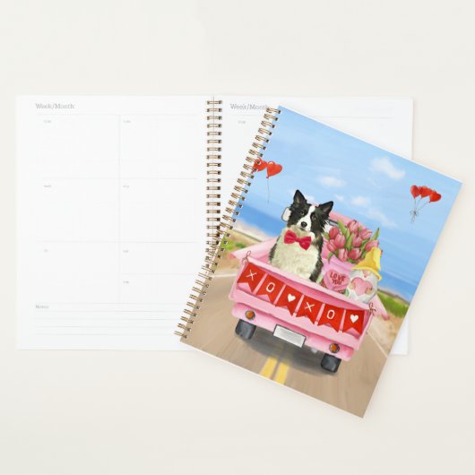 Band Collie Dog Valentijnsdag Truck Hearts Planner (Display)