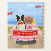 Band Collie Dog Valentijnsdag Truck Hearts Planner (Achterkant)
