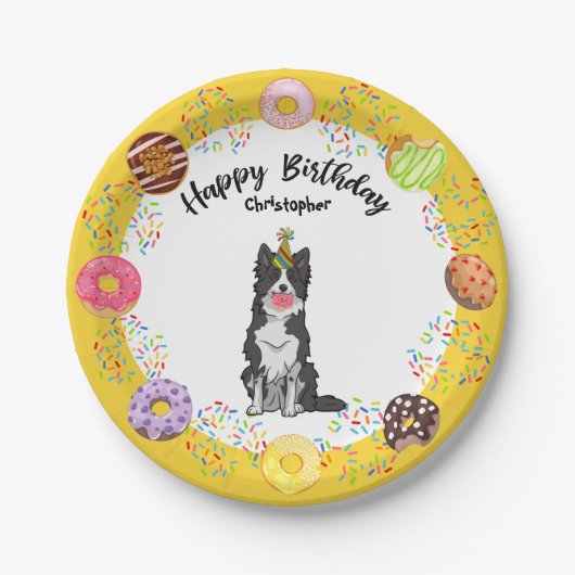 Band Collie Donuts Birthday Party Paper Bord (Voorkant)