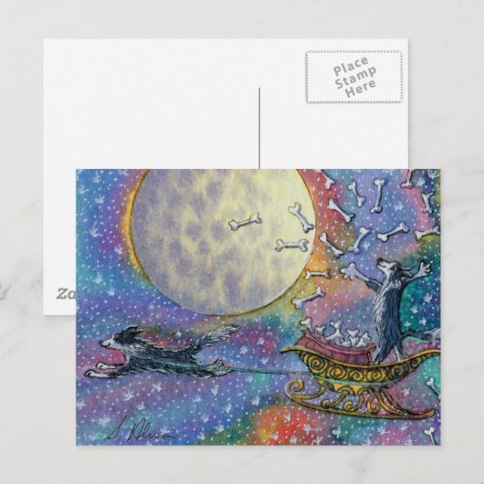 Band Collie hond die botten naar de wereld gooit Briefkaart (Voorkant / Achterkant)