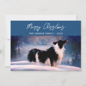 Band-collie in Winter Snowy Landscape Kerstmis Feestdagenkaart (Voorkant)