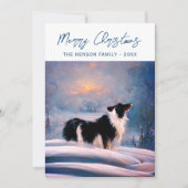 Band-collie in Winter Snowy Landscape Kerstmis Feestdagenkaart (Voorkant)