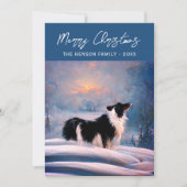 Band-collie in Winter Snowy Landscape Kerstmis Feestdagenkaart (Voorkant)