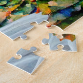 Band-collie in wintersneeuwbos kerstboom legpuzzel (Zijkant)