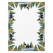 Band-collie in wintersneeuwbos kerstboom tafelkleed (Voorkant)