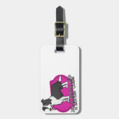 Band Collie op roze. Bagagelabel (Voorkant verticaal)