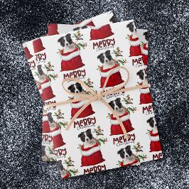 Band Collie Puppy in Holiday Gift Bag Inpakpapier Vel