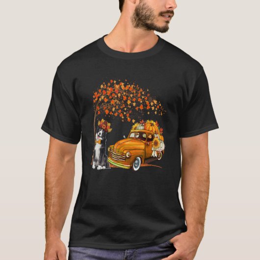 Band Collie Wearing Pet Herfst Tree Pickup Truck P T-shirt (Voorkant)
