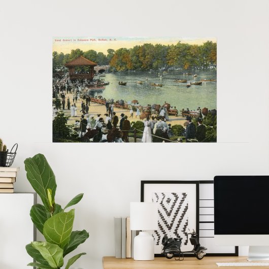 Band Concert, Delaware Park, Buffalo 1911  Poster (Thuiskantoor)