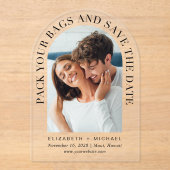 Band Fotobestemming bruiloft opslaan datum Acryl Uitnodigingen (Voorkant)