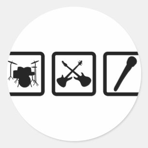 Band Gear Drum Guitars Mic Ronde Sticker