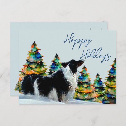 Band in wintersneeuwkerstboom feestdagenkaart (Voorkant / Achterkant)