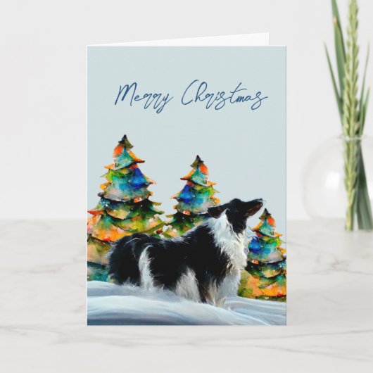 Band in wintersneeuwkerstboom kaart (Voorkant)