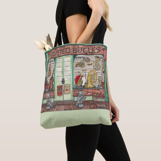 Band Instrument Music Shop Waterverf Canvas tas (Dichtbij)