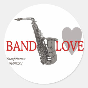 Band/Liefde/Saxofoons Rock Ronde Sticker